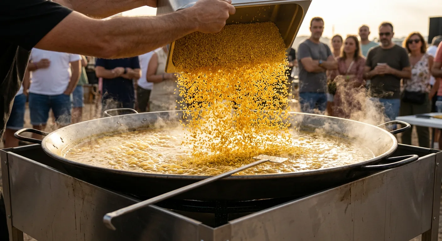 ¿Cuántos kilos de arroz se necesitan para una paella gigante de 100, 200 y 500 personas?