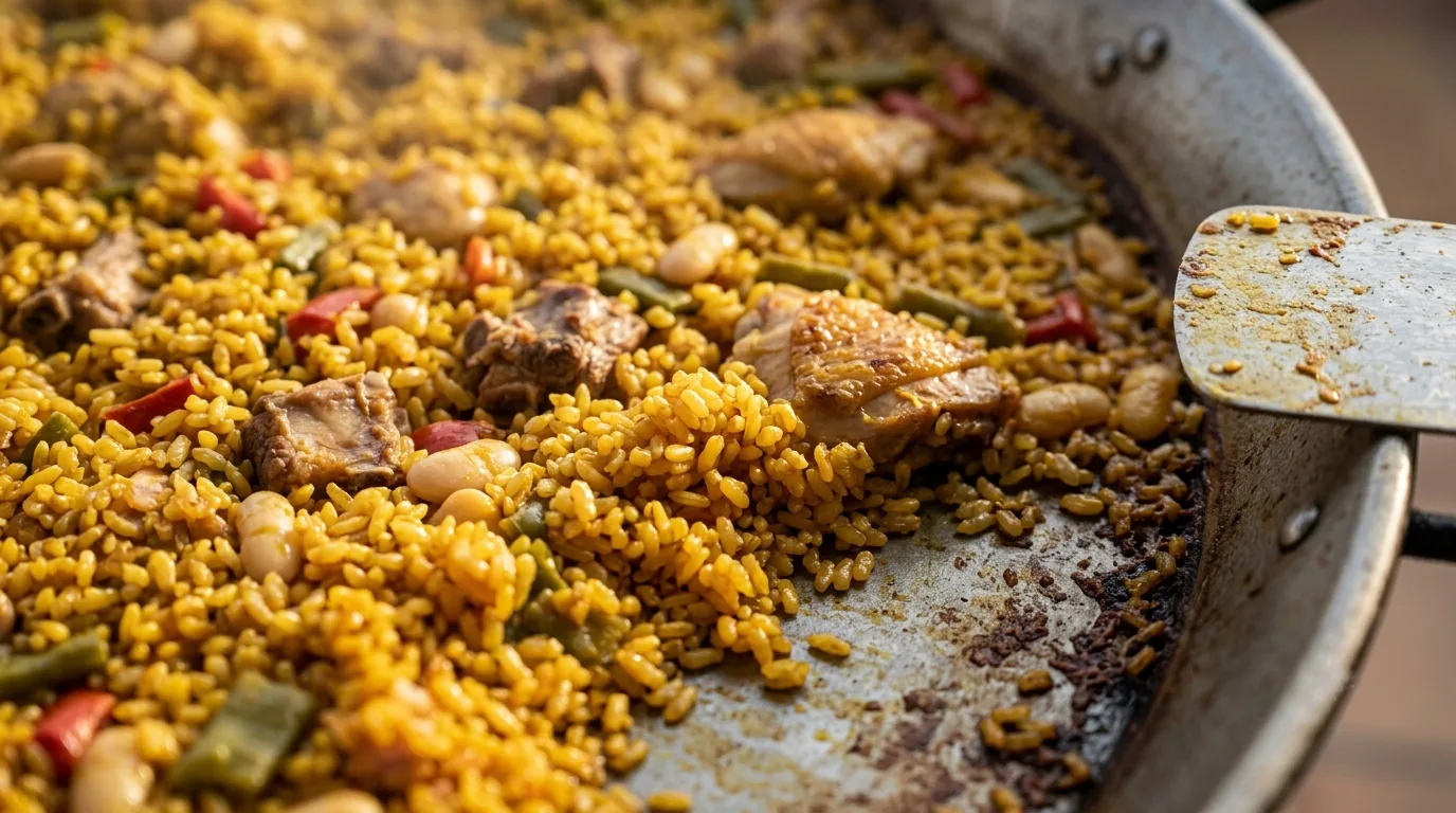 Paella de Carne — paella gigante cocinada en directo