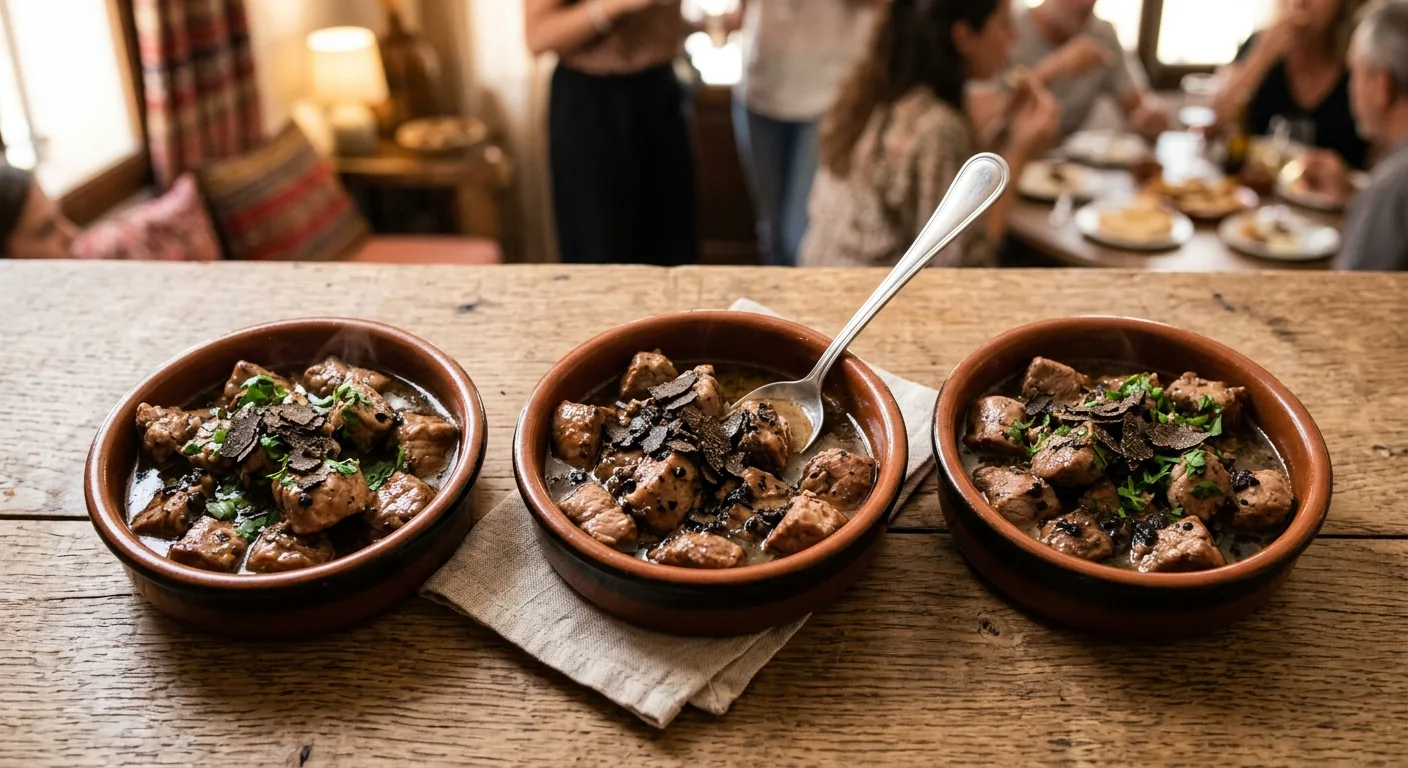 Cazuelitas de solomillo a la trufa — plato de nuestra carta de catering
