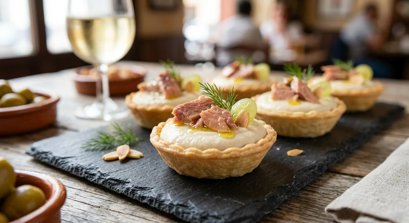 Tartaleta de ajoblanco con melva — plato de nuestra carta de catering