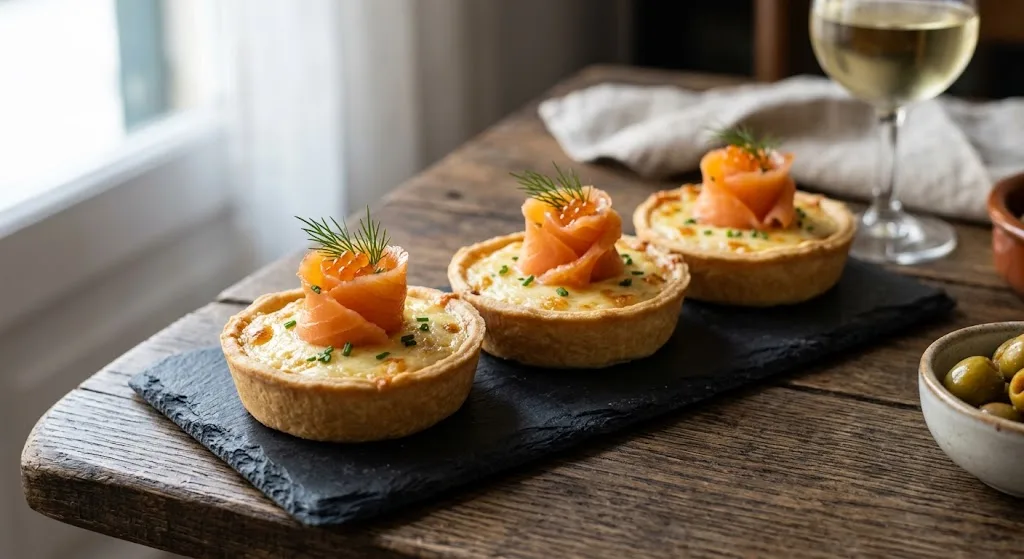  Tartaletas de cuatro quesos con salmón ahumado — plato de nuestra carta de catering