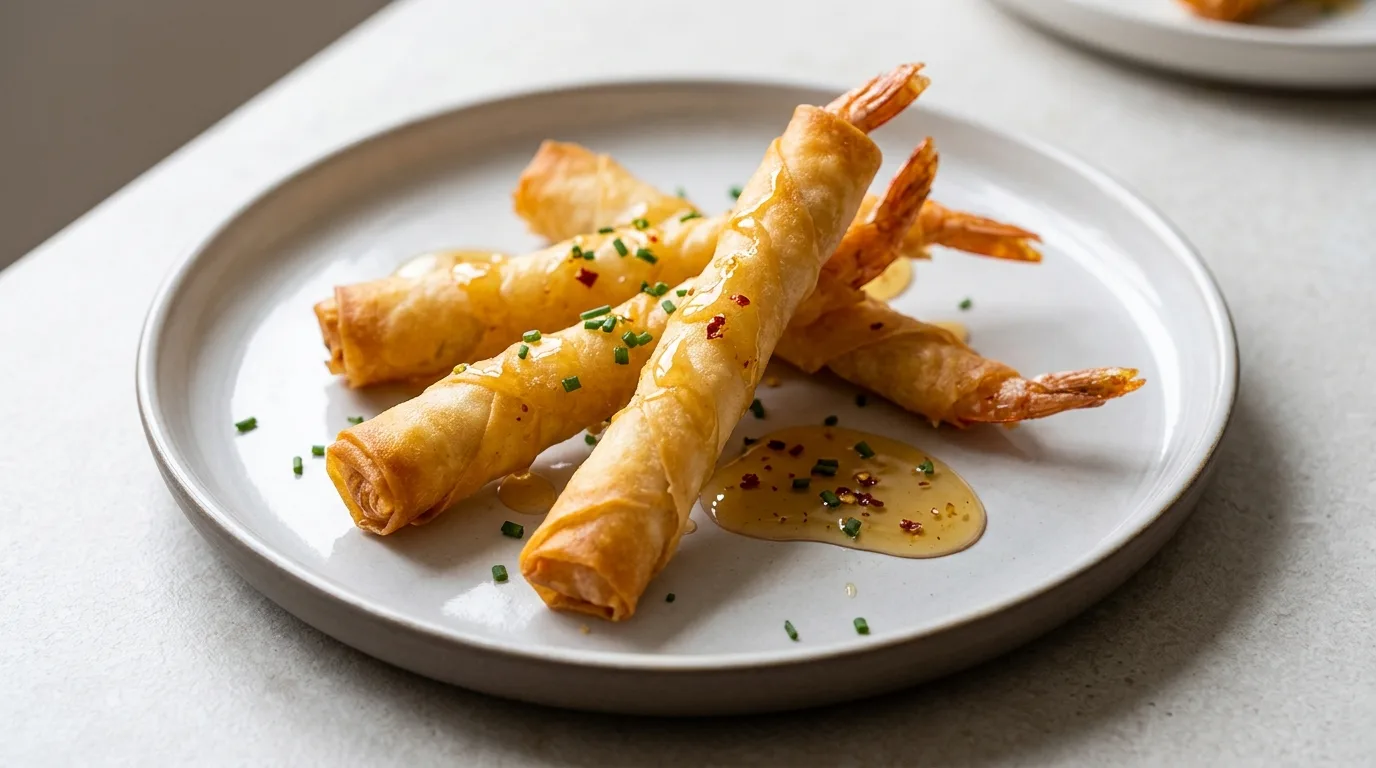 Twister de gambas con miel — plato de nuestra carta de catering