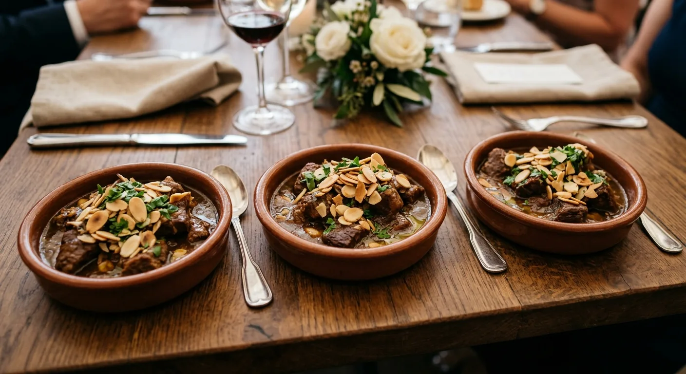 Cazuelitas de carne con almendras — plato de nuestra carta de catering